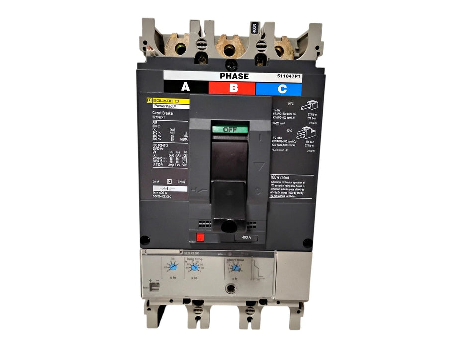 Square D 527397P1 DGF36400E20SO 400 A PowerPact Circuit Breaker w/ STR23SP