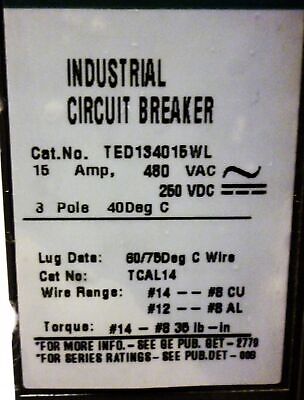 GE TED134015WL Circuit Breaker
