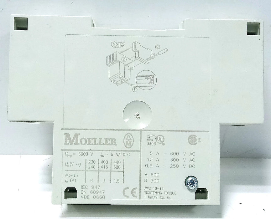 Moeller NHI11-PKZ2 600VAC/250VDC Auxiliary Contact Block