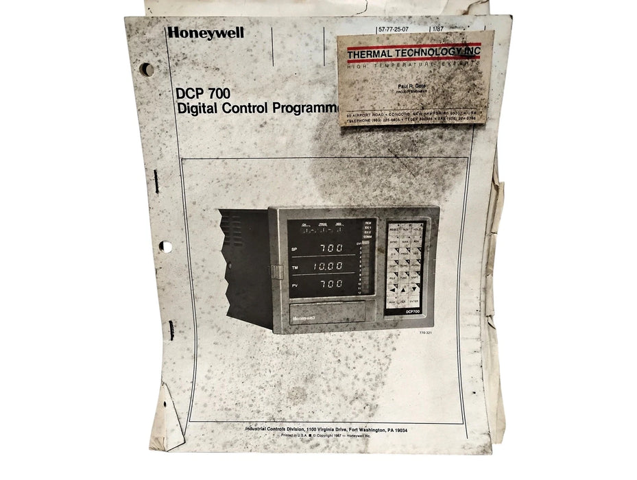 Honeywell DCP7115GWF15010H0 120 V DCP 700 Digital Control Programmer