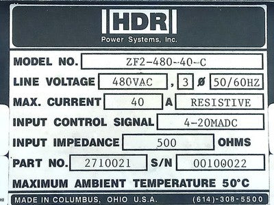 HDR ZF2-480-40-C 2710021 480 V AC 40 A Silicon Controlled Rectifier Power Supply