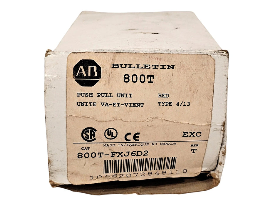 Allen-Bradley 800T-FXJ6D2 Series T 600 V AC/DC 10 A Jumbo Red Push/Pull Button