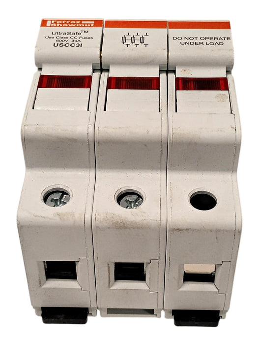 Mersen USCC3I ULTRASAFE 600 V AC/DC 30 A 3-Pole Fuse Holder w/ Trip Indicators
