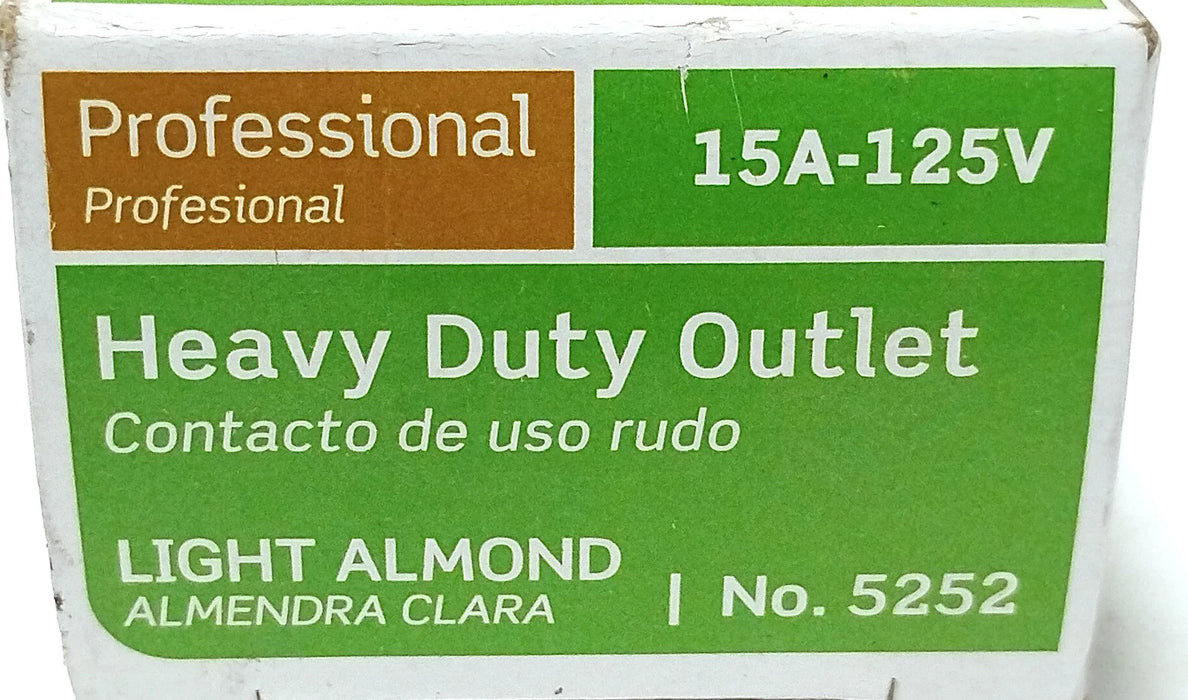Leviton 5252-T 125 VAC 15 A 5-15R Straight Blade Duplex Light Almond Receptacle
