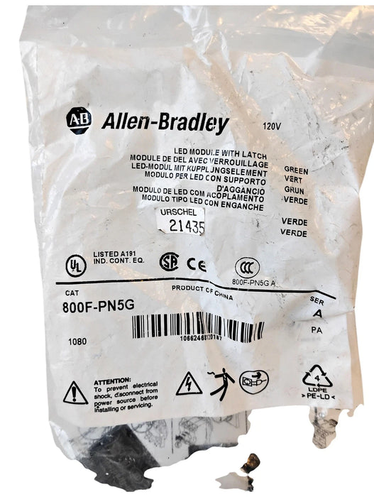Allen-Bradley 800F-PN5G 120 V Green LED Module with Latch
