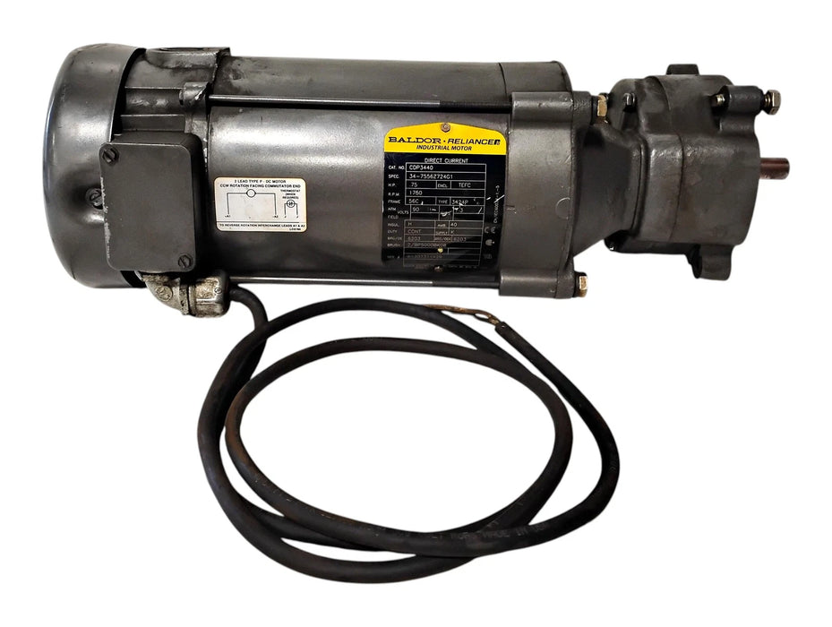 Baldor CDP3440 90 V 3/4 HP 1750 RPM DC Motor w/ FX1-03-B5-56C 3:1 Reducer