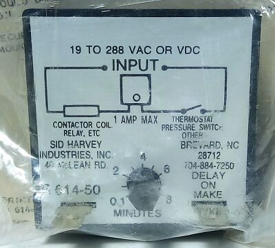 Sid Harvey R614-50 19-288 V AC/DC 0.1-8 Minute Delay-On Time Delay Relay