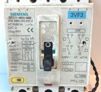 Siemens 3VF3111-6BS31-0AA0 600 V 100 A 3 P Circuit Breaker
