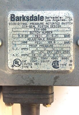 Barksdale E1H-H90 125/250/480 V AC 10 A 3-90 psi Pressure Switch