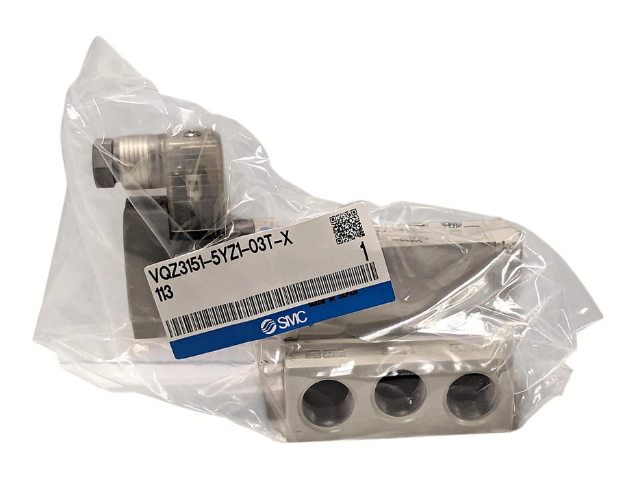 SMC VQZ3151-5YZ1-03T-X113 0.15-0.7 MPa Solenoid Valve w/ 24VDC Coil and Manifold