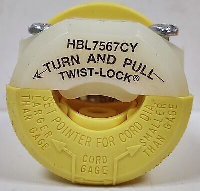 Hubbell HBL7567CY 3 Pole 3 Wire 15/10 A 125/250 V Non-Grounded Male Locking Plug