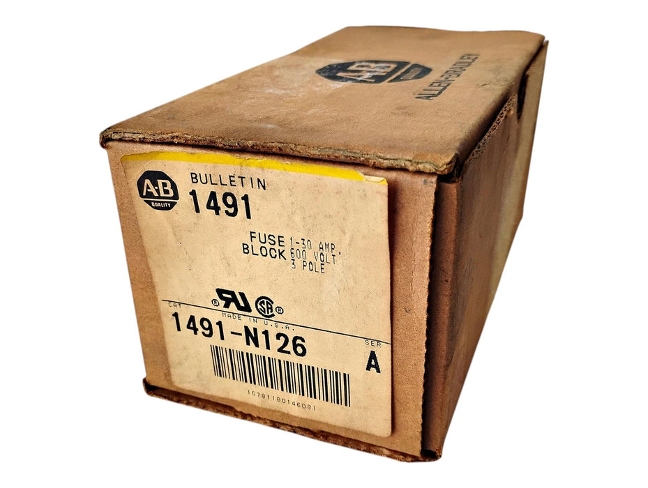 Allen-Bradley 1491-N126 X-401978 600 V 30 A 3-Pole Fuse Block Pair