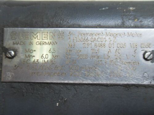 Siemens 1 FT5066-0AC01-1-Z Permanent Magnet Servo Motor