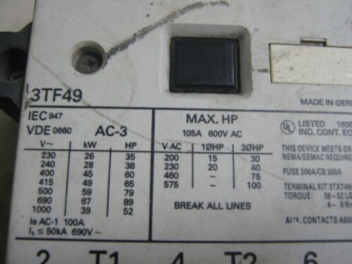 1 Siemens 3TF49220AJ1 STARTER