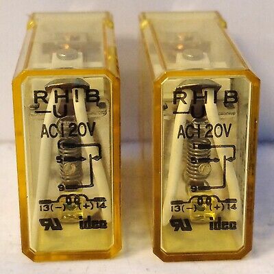 IDEC RH1B-U RH1B-UAC120V 120 V AC 10 A SPDT Power Relays - Lot of 2