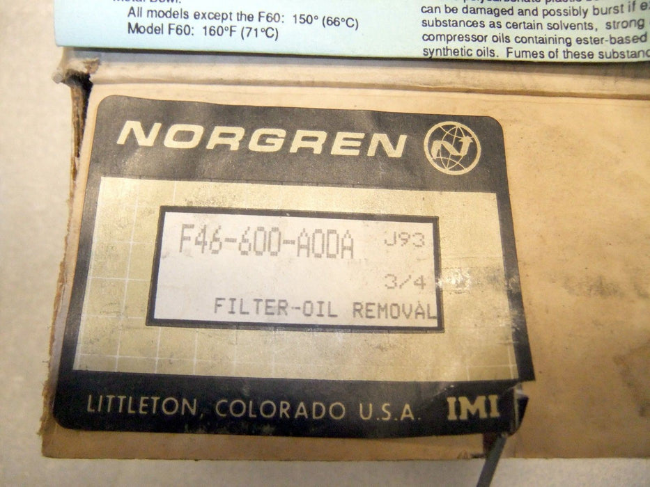 Norgren F46-600-A0DA Filter 3/4" Oil Removal