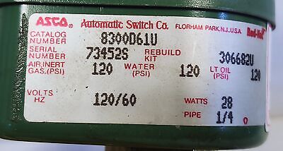 ASCO 8300D61U 120 V 60 Hz 28 Watts 1/4 in Solenoid Valve