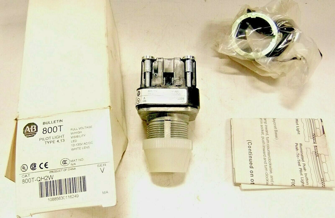 Allen-Bradley White Pilot Light 800T-QH2W