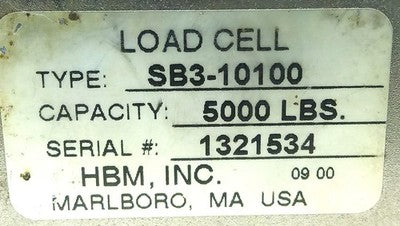 HBM Metler Toledo SB3-10100 5000 lbs Load Cell