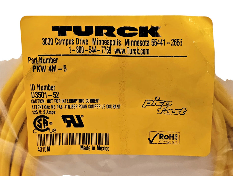 Turck PKW-4M-5 4-Wire Cable w/ 1 M8 Pico Fast Connector