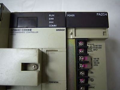 Omron 8 Slot Rack PLC w C200HE PA204 C200HW-CEO01