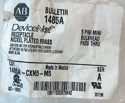 Allen-Bradley 1485A-CXN5-M5 5 Pin Mini Bulkhead Pass Thru DeviceNet Connector