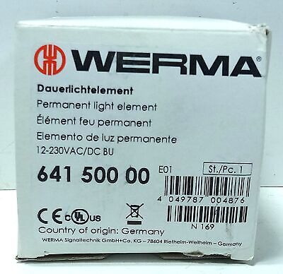 WERMA 641.500.00 12-230 V AC/DC Blue Steady Beacon Light Lens No Bulb