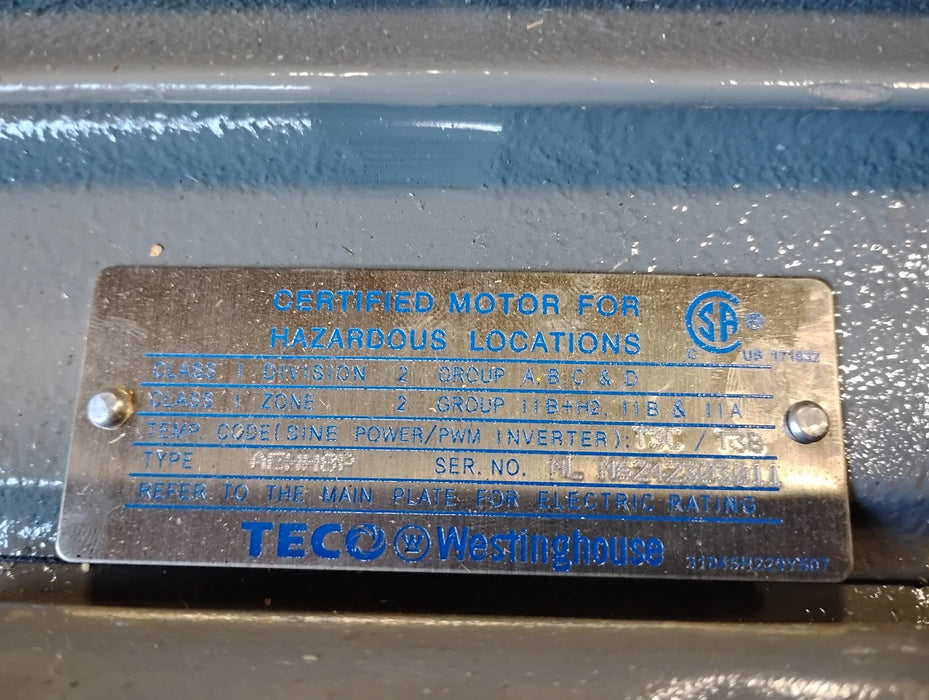 TECO Westinghouse NP0204 230/460 V 1760 RPM 20 HP MAX-PE Severe Duty Motor