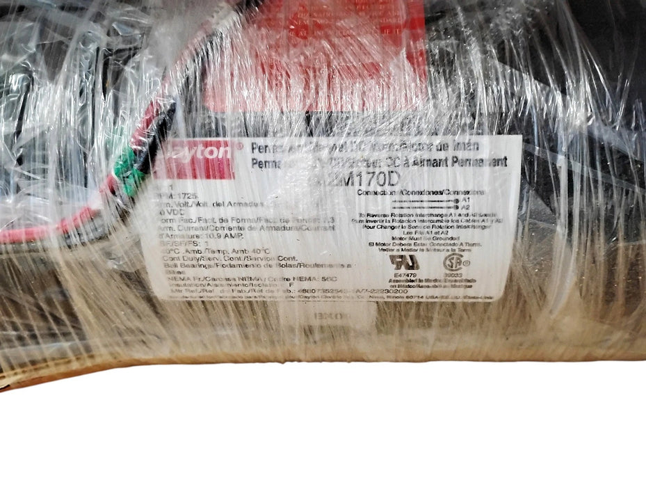 Dayton 2M170D 90 V DC 1 HP 1725 RPM TEFC 56C Permanent Magnet DC Motor