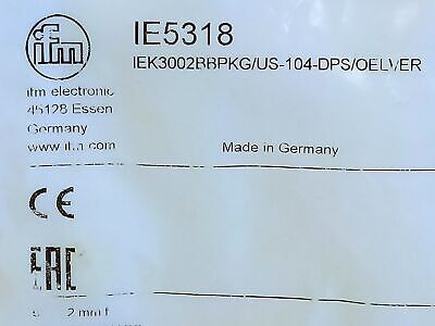 IFM IEK3002BBPKG/US-104-DPS/OELVER IE5318 10-36VDC Inductive Proximity Sensor