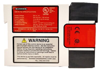 Banner Engineering GM-FA-10J 60987 24 V AC/DC Safety Switch for EZ-Screen TYPE 2