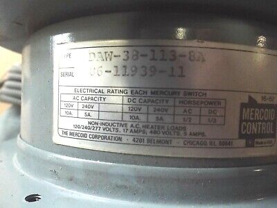 MERCOID DAW-38-113-8A PRESSURE SWITCH