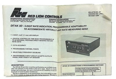 Red Lion Controls DT3D0500 115 V AC 5 Digit Tachometer