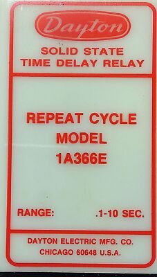 Dayton 1A366E 120 V AC 0.1-10 Sec Dual On-Delay/Off-Delay Time Delay Relay
