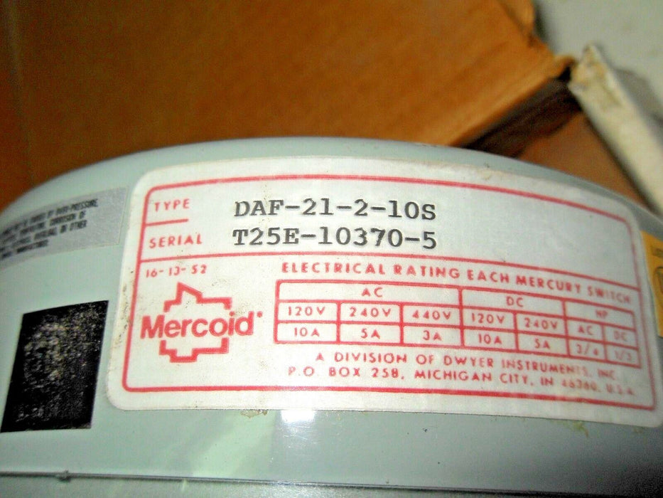 Mercoid Control Daf-21-2-10S Pressure Control