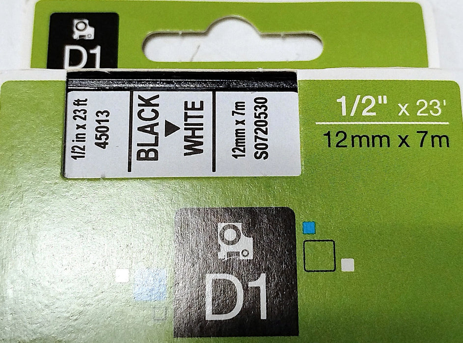 Dymo 45013 S0720530 1/2 in White Polyester Plastic Label Tape w/ Adhesive Back