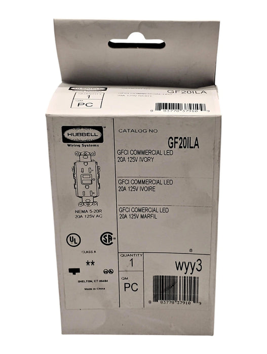 Hubbell GF20ILA 125 V AC 20 A Commercial Grade GFCI Outlet w/ LED