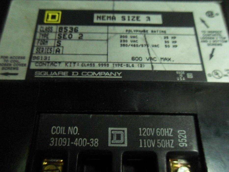 Square D 8536Seo2 Starter Nema Size 3