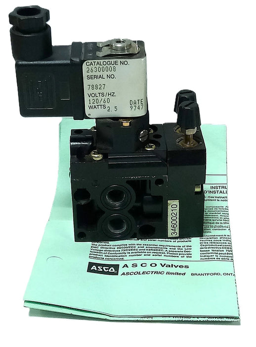 ASCO 2630008 30-150 Solenoid Valve w/ Flow Control and 120 V AC Coil