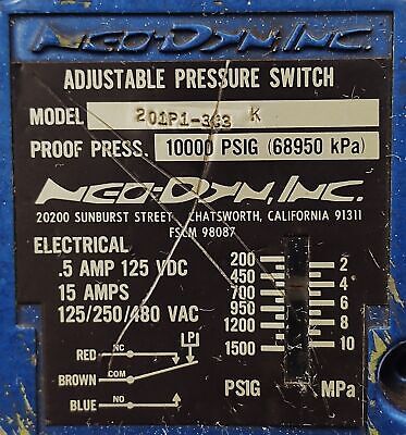 ITT NEO DYN 201P1-3C3 Adjustable Pressure Switch
