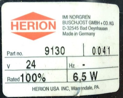HERION 9130-0/0/4/1 9130-024-00 8240200 24 V AC/DC 0.1-16 bar Solenoid Valve