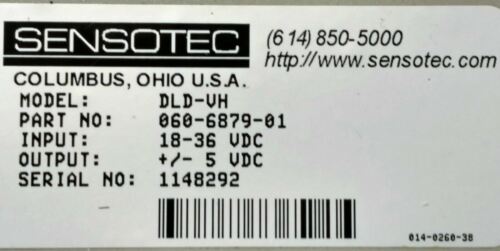 Sensotec 060-6870-01 Variable Transformer