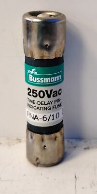 Bussmann FNA-6/10 250 V AC 0.6 A Time-Delay Pin-Indicating Fuses - Box of 10