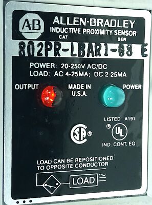 Allen-Bradley 802PR-LBAR1-08 20-250 V AC/DC 2-25 mA Inductive Proximity Sensor