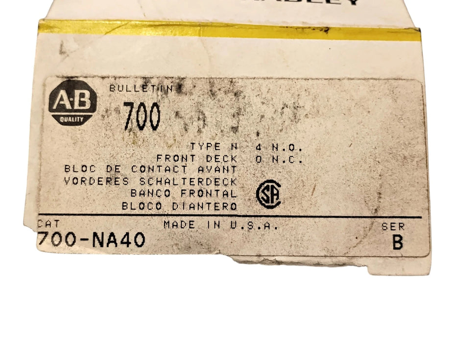 Allen-Bradley 700-NA40 4-Pole Front Deck for Type N Industrial Relays