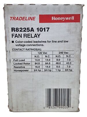 Honeywell R8225A-1017 120/240V Fan Relay with 24VAC Coil
