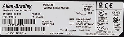 Allen-Bradley 1756-DNB Series D FW REV 11.003 PN-36089 PLC Communication Module