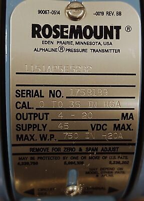 Rosemount 1151AP5E52B2 Alphaline Pressure Transmitter