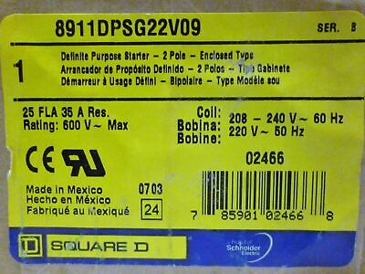 Square D 8911DPSG22V09 Definite Purpose Starter in Enclosure