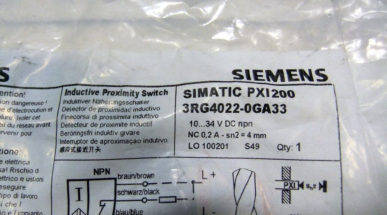 Siemens 3RG4022-OGA33 Inductive Proximity Switch